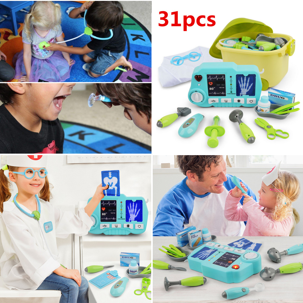 details about 31pcs children kids role play doctor nurses pretend toys medical set kit gifts children play doctor