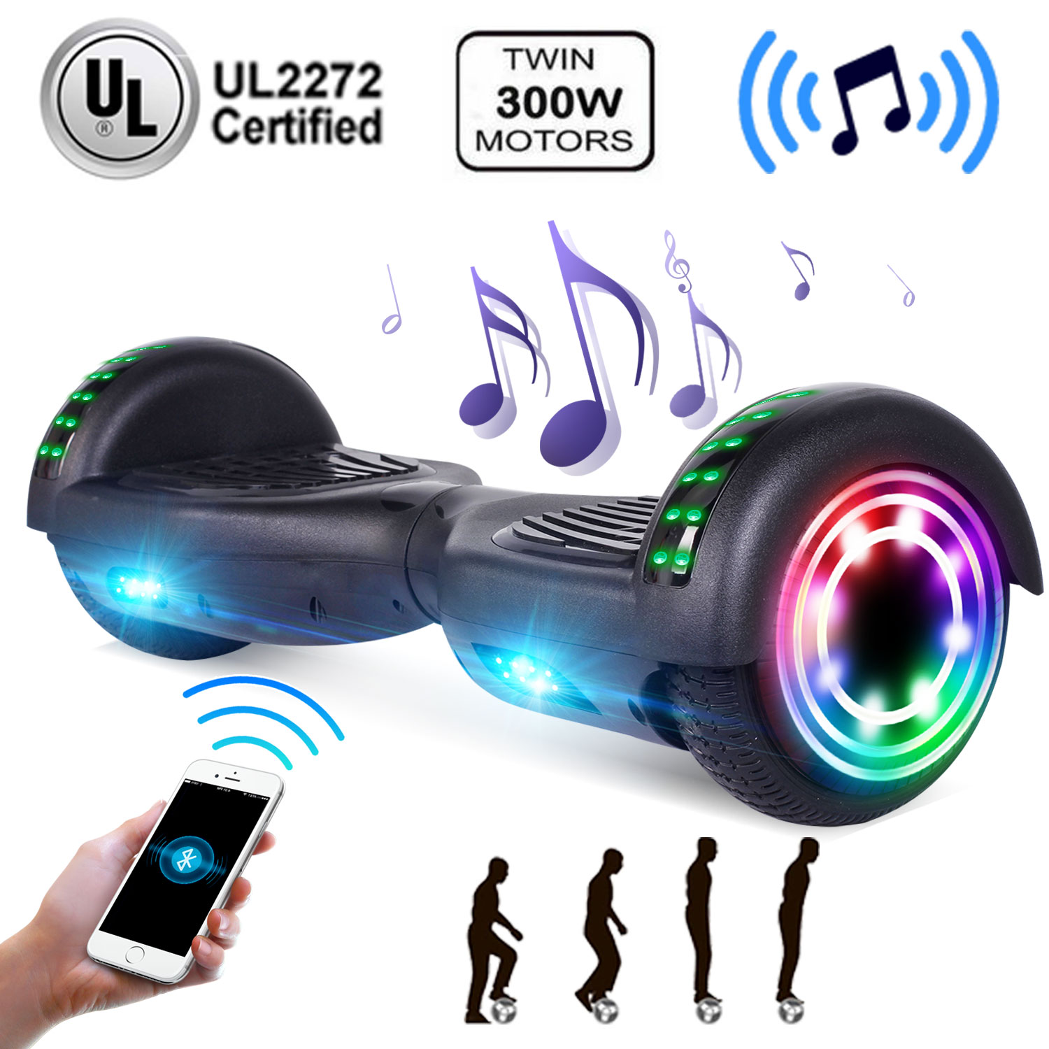6 5 蓝牙平衡车led 自平衡滑板车ul2272 儿童车轮玩具没有包 Ebay