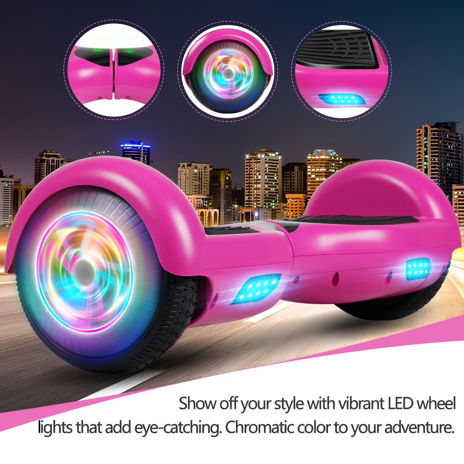 6.5/" LED Hoverboard Electric Self Balancing Bluetooth Scooter No Bag Purple