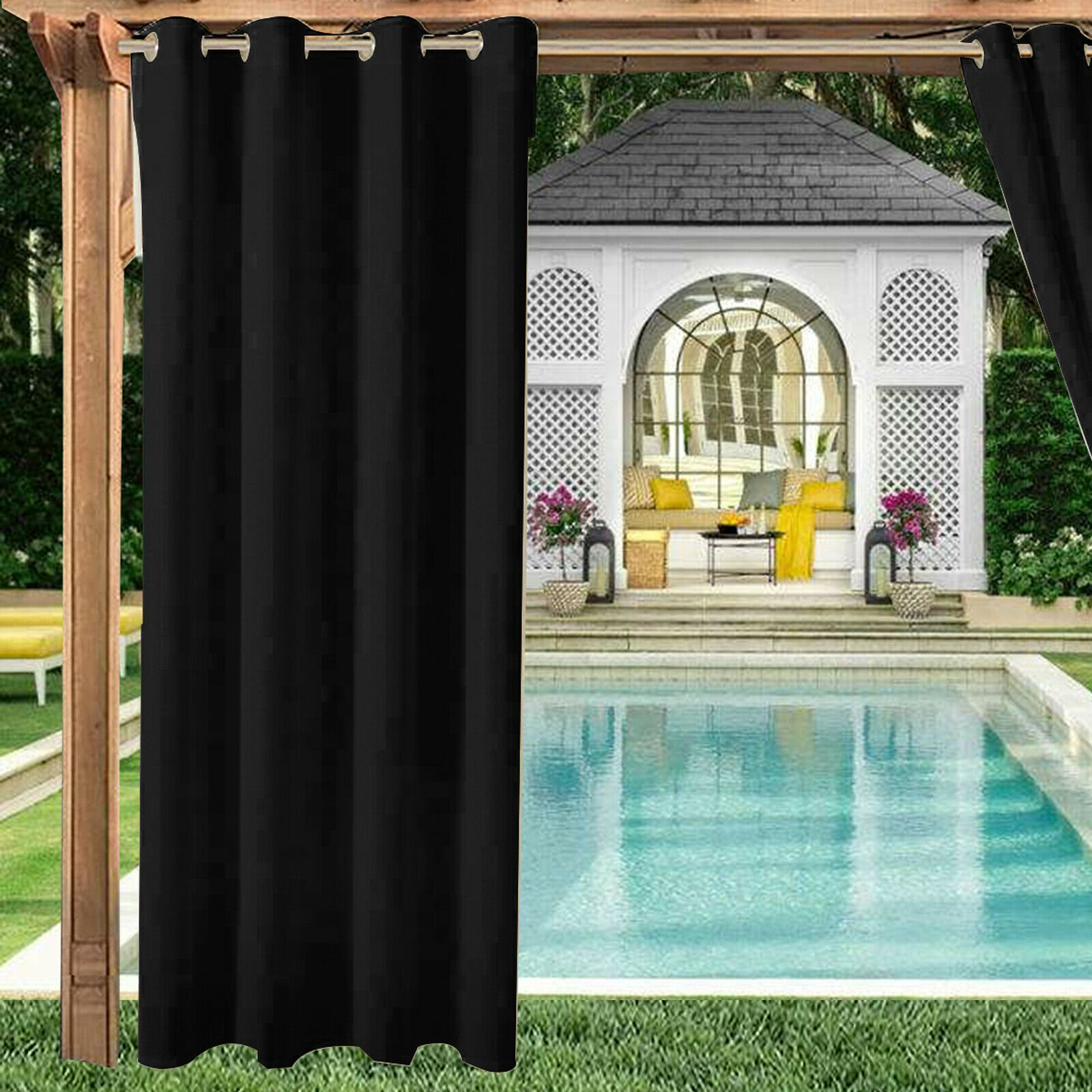 Waterproof Outdoor Curtains Panel Pergola Patio Balcony Cabana Garden Drapes US 