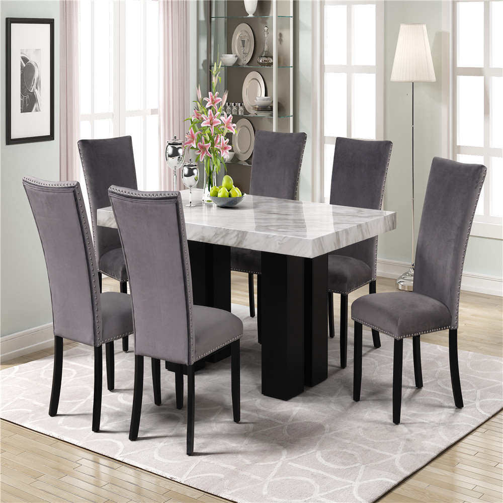 dining table with 6 velvet chairs