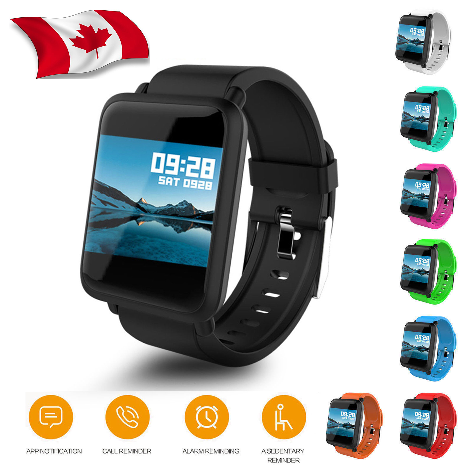 waterproof sport smart watch blood pressure heart rate monitor for ios android