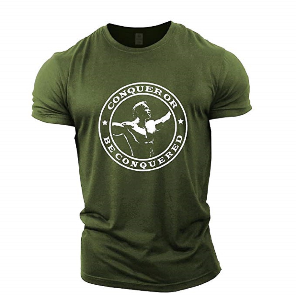 Soft Material Casual Bodybuilding T-shirt Character Print Short Sleeve Top