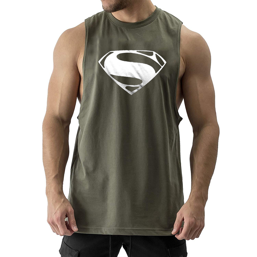 Sports Exercise Leisure Muscle Comfortable Trend Fitness Printed Vest Cotton - Picture 9 of 14