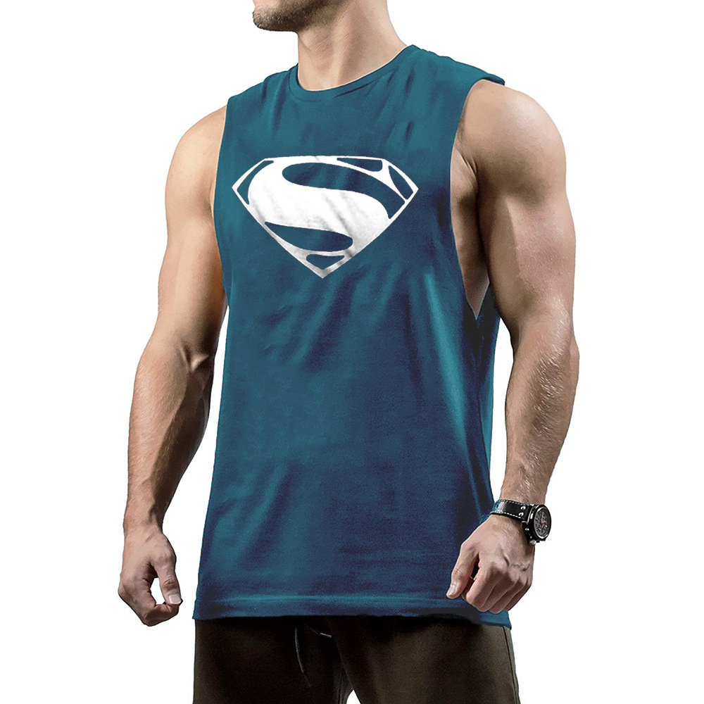 Sports Exercise Leisure Muscle Comfortable Trend Fitness Printed Vest Cotton - Picture 11 of 14