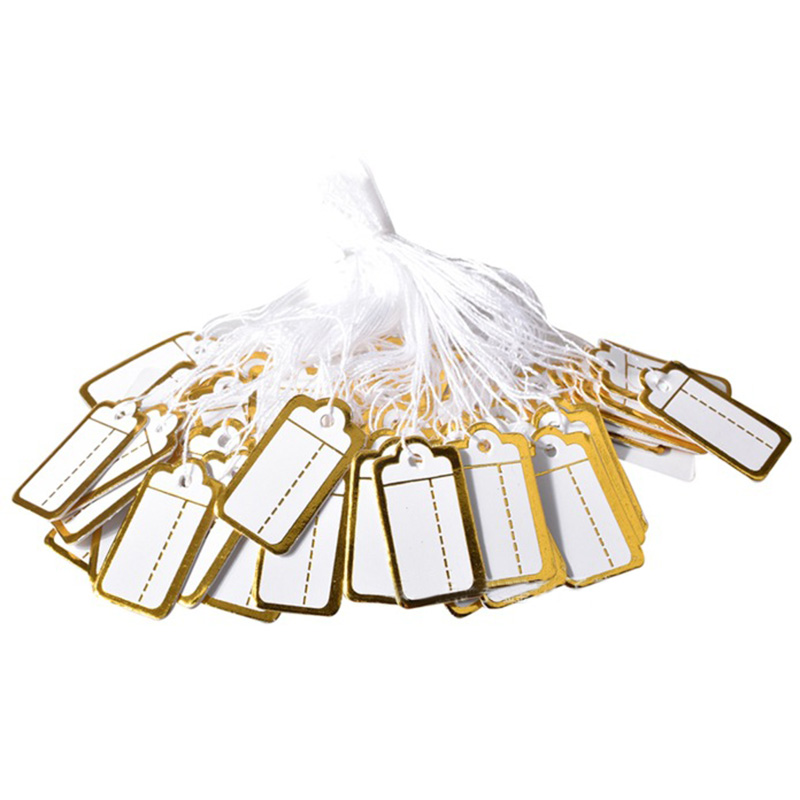 100/500Pcs White Paper Jewelry Clothes Label Price Tags With Elastic Tied String 