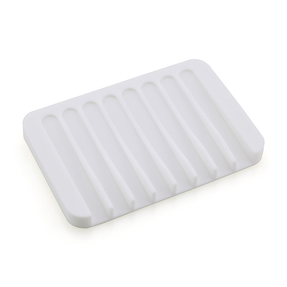 Silicone Soap Holder Non Slip Soap Dish Box Tray Draining Rack Bathroom Shower 