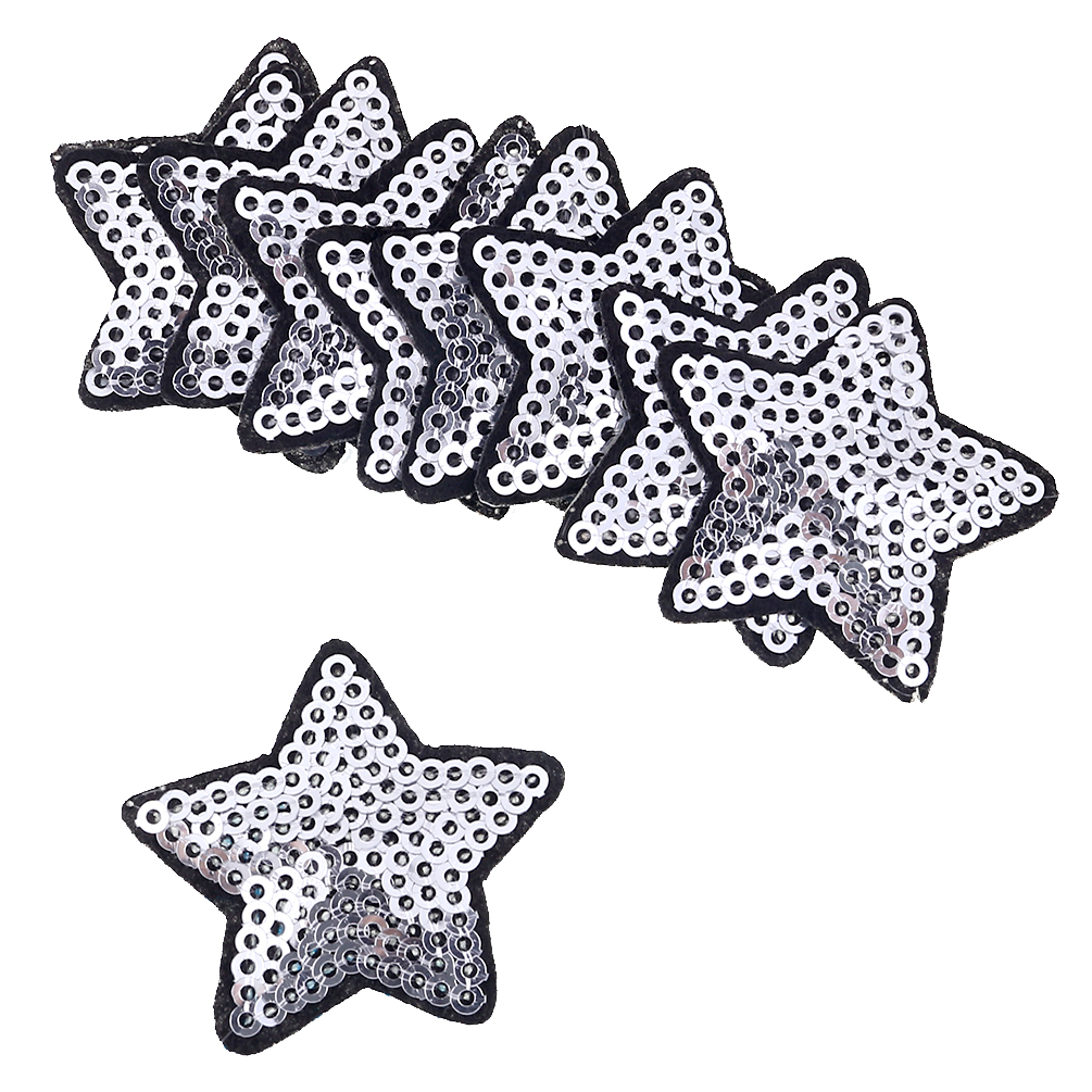 10 estrellas bordado lentejuelas parche costura ropa vaquera bolsa apliques decoración hágalo usted mismo - Imagen 13 de 25