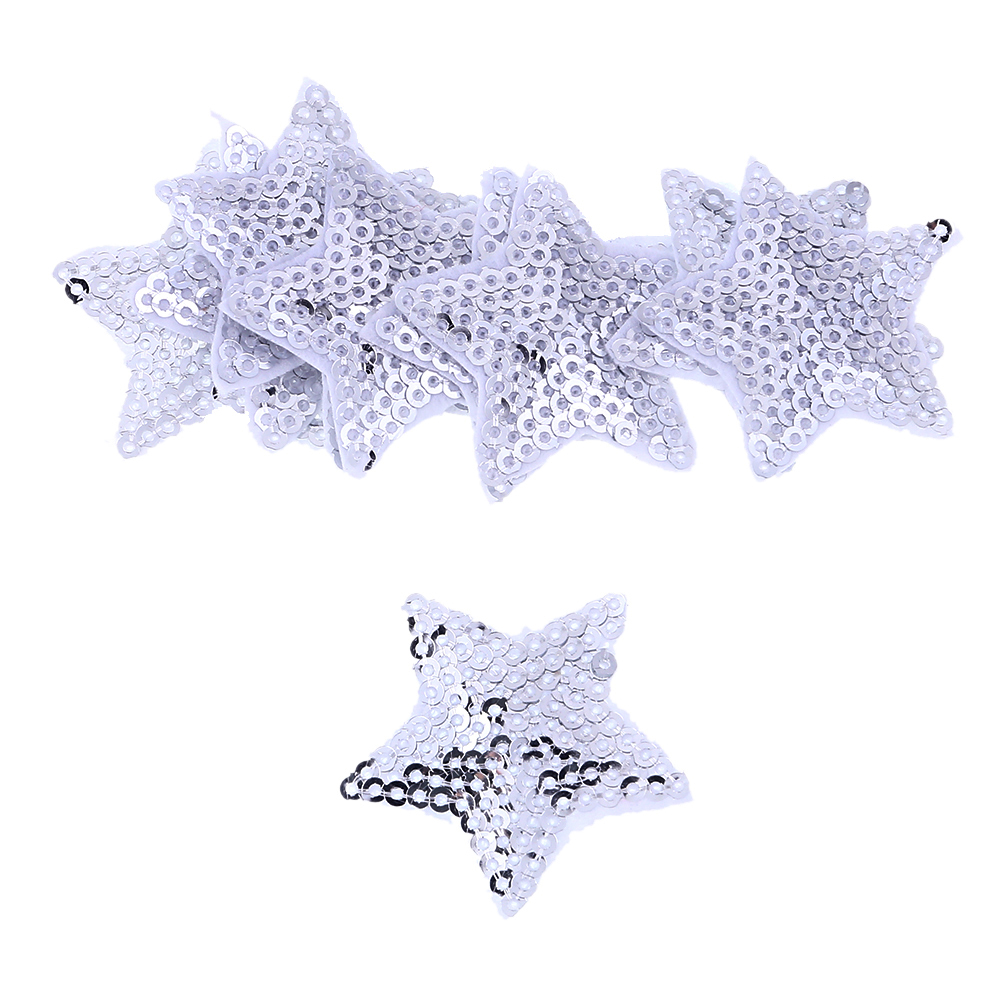 10 estrellas bordado lentejuelas parche costura ropa vaquera bolsa apliques decoración hágalo usted mismo - Imagen 14 de 25