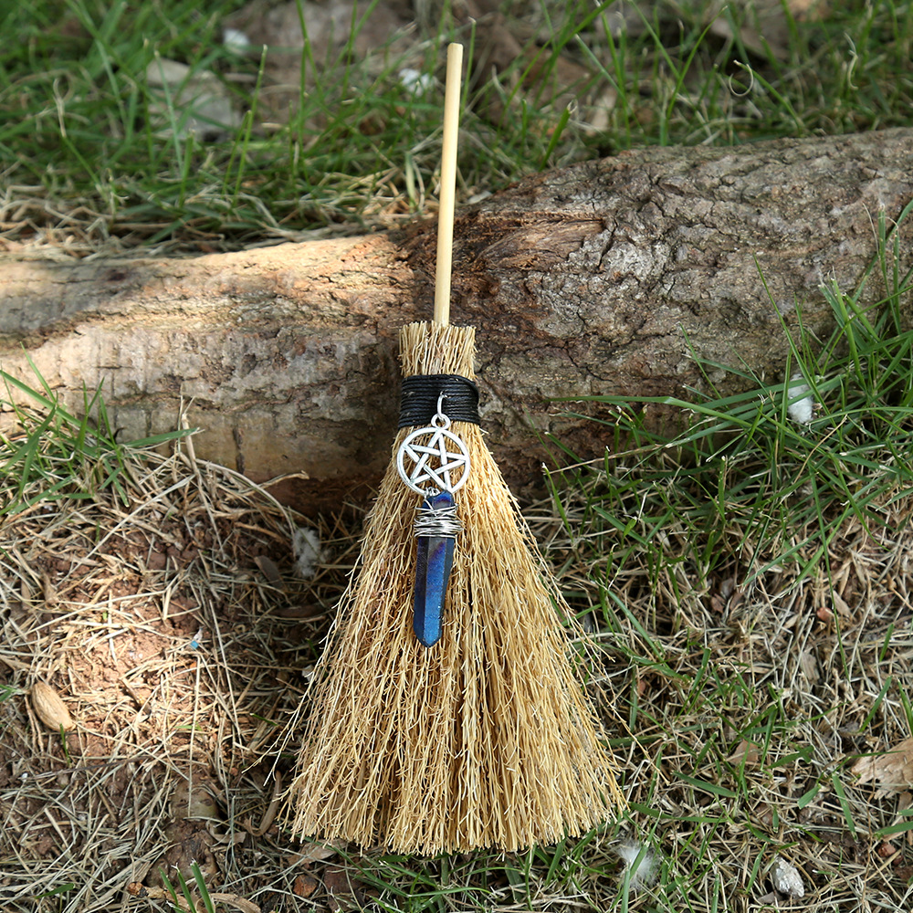 1x Broom Stick Wicca Pendant Pentagram Mini Witch Craft Accessories Wicca Altar 