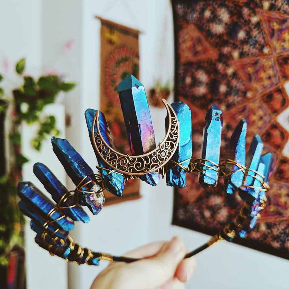 Damen Kristall Quarz Mond Haarband Krone Tiara Braut Hochzeit Zubehör Geschenke - Bild 16 von 27