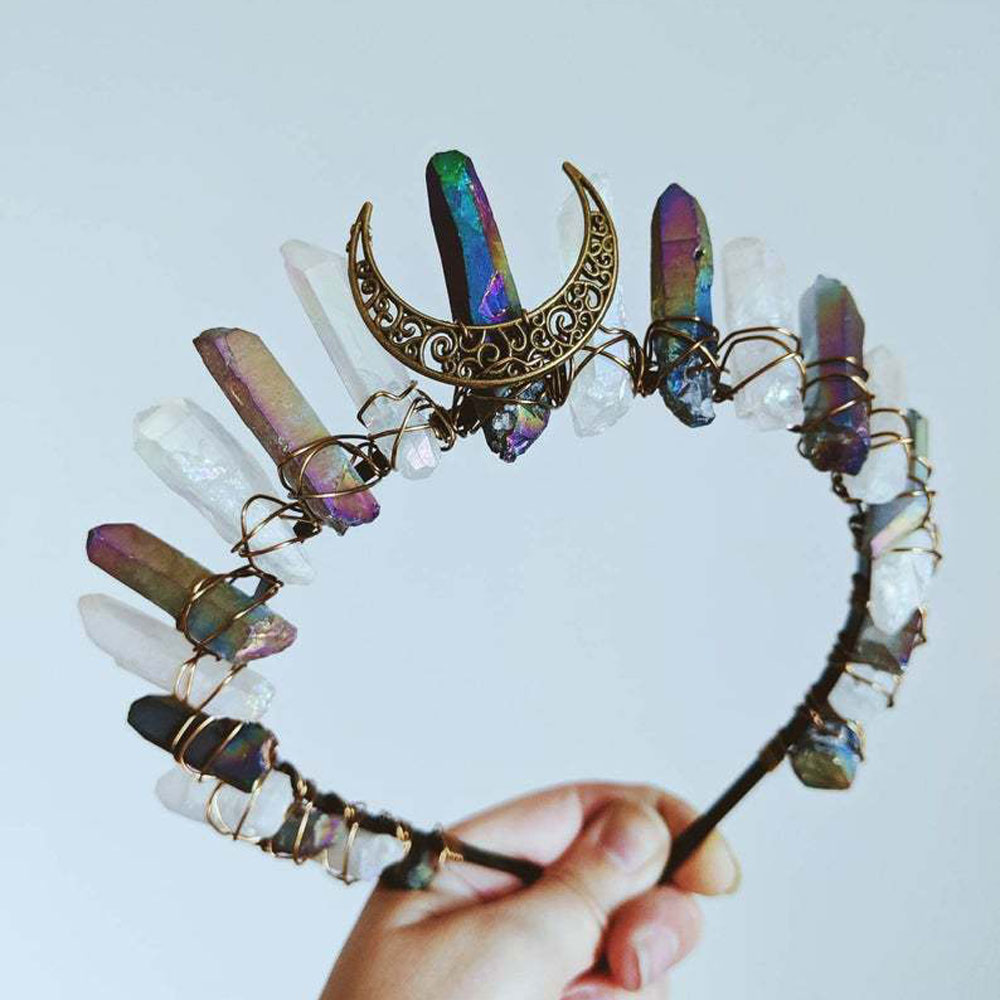 Damen Kristall Quarz Mond Haarband Krone Tiara Braut Hochzeit Zubehör Geschenke - Bild 17 von 27