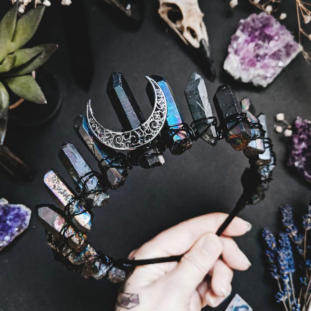 Damen Kristall Quarz Mond Haarband Krone Tiara Braut Hochzeit Zubehör Geschenke - Bild 19 von 27