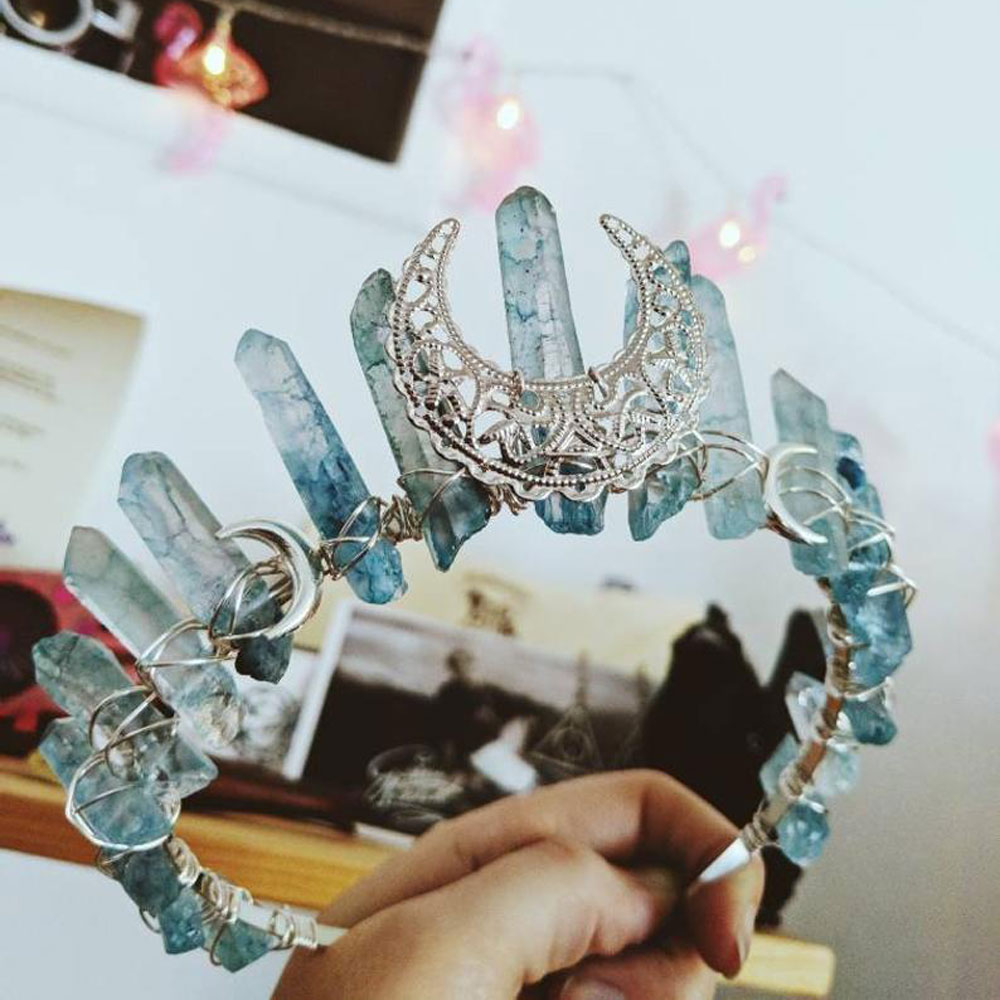 Damen Kristall Quarz Mond Haarband Krone Tiara Braut Hochzeit Zubehör Geschenke - Bild 20 von 27