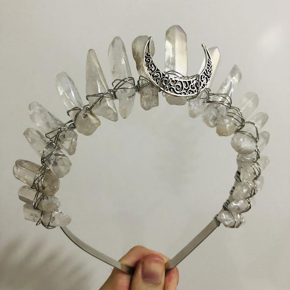 Damen Kristall Quarz Mond Haarband Krone Tiara Braut Hochzeit Zubehör Geschenke - Bild 21 von 27