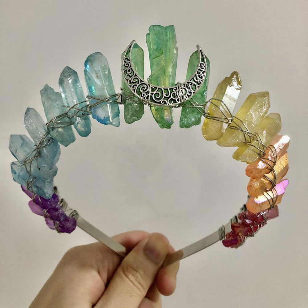 Damen Kristall Quarz Mond Haarband Krone Tiara Braut Hochzeit Zubehör Geschenke - Bild 22 von 27