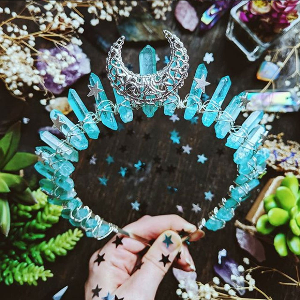 Damen Kristall Quarz Mond Haarband Krone Tiara Braut Hochzeit Zubehör Geschenke - Bild 26 von 27