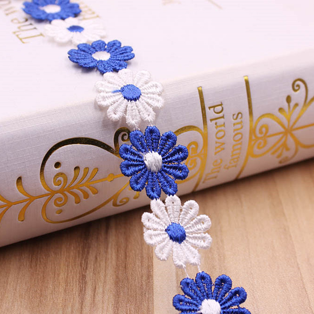 3 Yardas Margarita Floral Bordado Encaje Borde Cinta Hágalo usted mismo Ropa Prendas para la cabeza Sombrero Decoración - Imagen 12 de 20