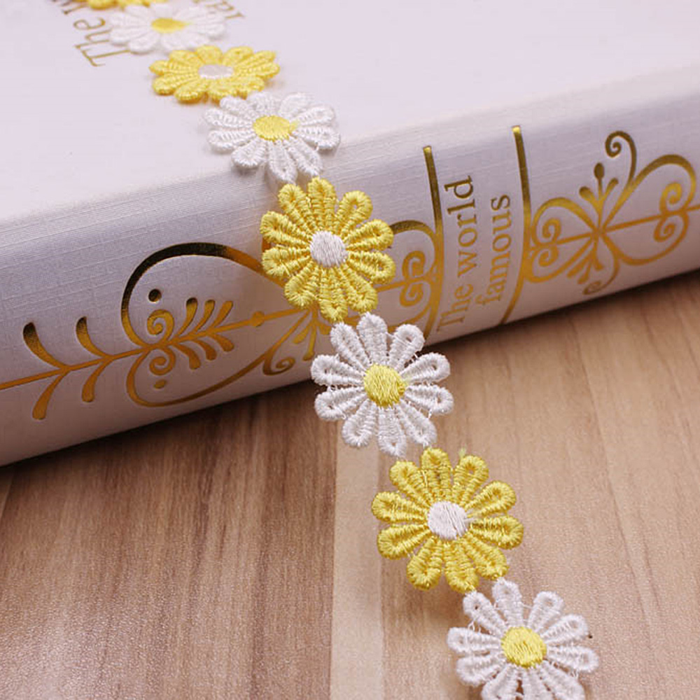 3 Yardas Margarita Floral Bordado Encaje Borde Cinta Hágalo usted mismo Ropa Prendas para la cabeza Sombrero Decoración - Imagen 15 de 20