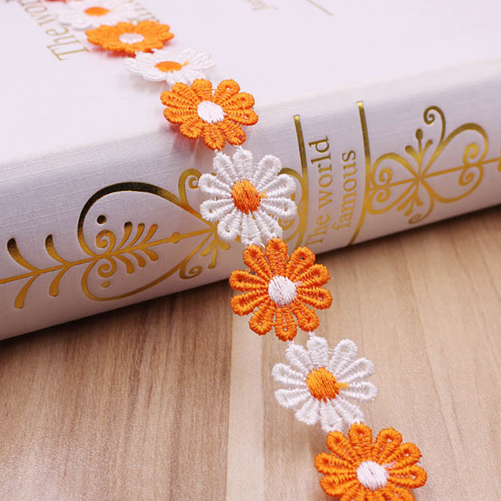 3 Yardas Margarita Floral Bordado Encaje Borde Cinta Hágalo usted mismo Ropa Prendas para la cabeza Sombrero Decoración - Imagen 16 de 20