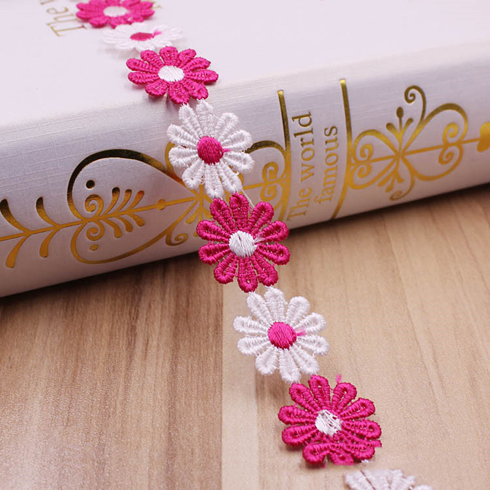 3 Yardas Margarita Floral Bordado Encaje Borde Cinta Hágalo usted mismo Ropa Prendas para la cabeza Sombrero Decoración - Imagen 19 de 20