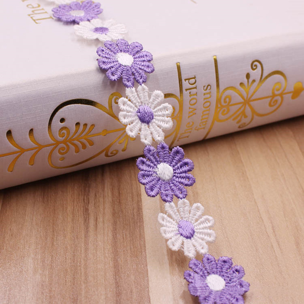 3 Yardas Margarita Floral Bordado Encaje Borde Cinta Hágalo usted mismo Ropa Prendas para la cabeza Sombrero Decoración - Imagen 20 de 20