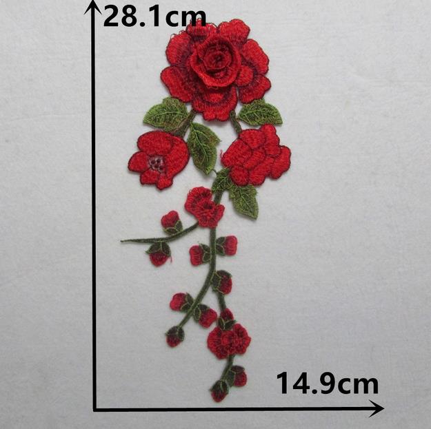 Parches bordados de flor rosa aplique ropa vestido de boda costura hágalo usted mismo decoración - Imagen 10 de 15