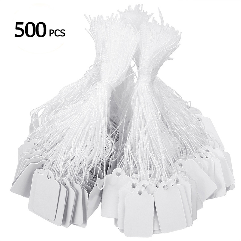 500 piezas Mini Papel Precio Etiqueta Tamaño Etiqueta Cuerda Cordón Joyería Ropa Exhibición - Imagen 10 de 12