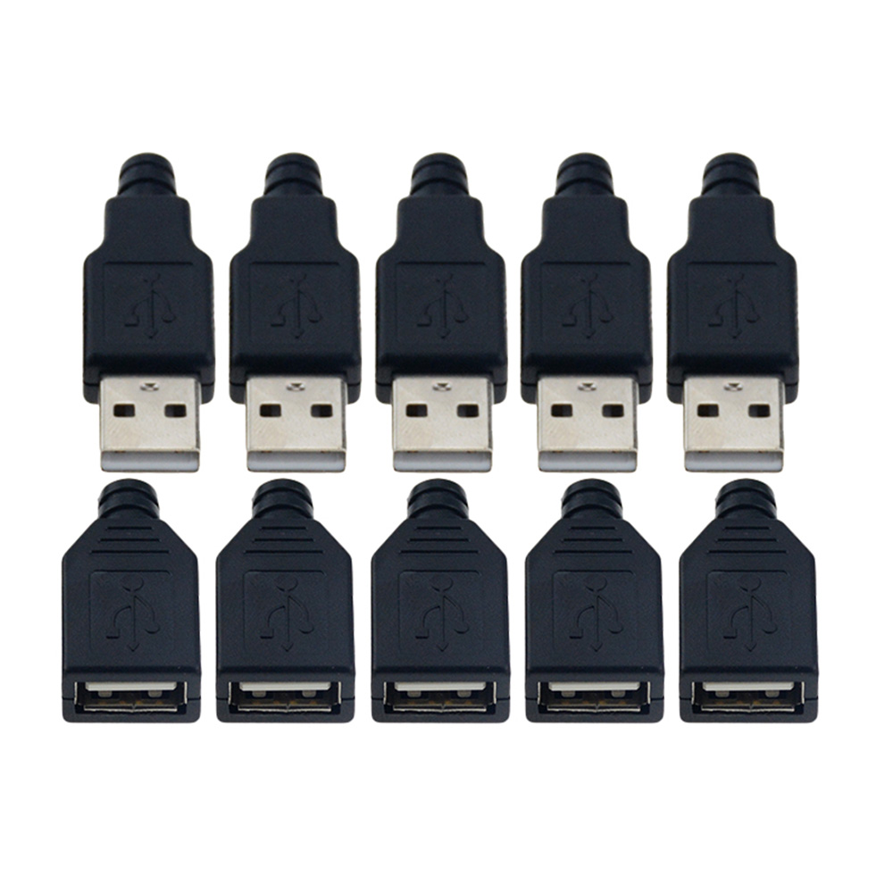 10x USB Type 4 Pin Plastic Shell Male Female Connector Adapter Solder Supplies