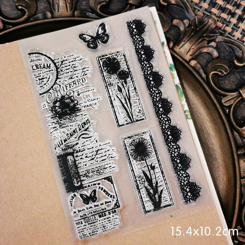 Clear Vintage Steam Flower Silicone Stamp DIY Scrapbooking Card Making Embossing