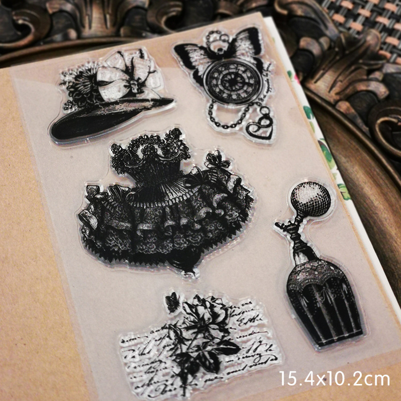 Clear Vintage Steam Flower Silicone Stamp DIY Scrapbooking Card Making Embossing