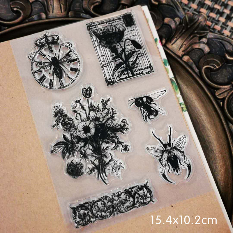 Clear Vintage Steam Flower Silicone Stamp DIY Scrapbooking Card Making Embossing