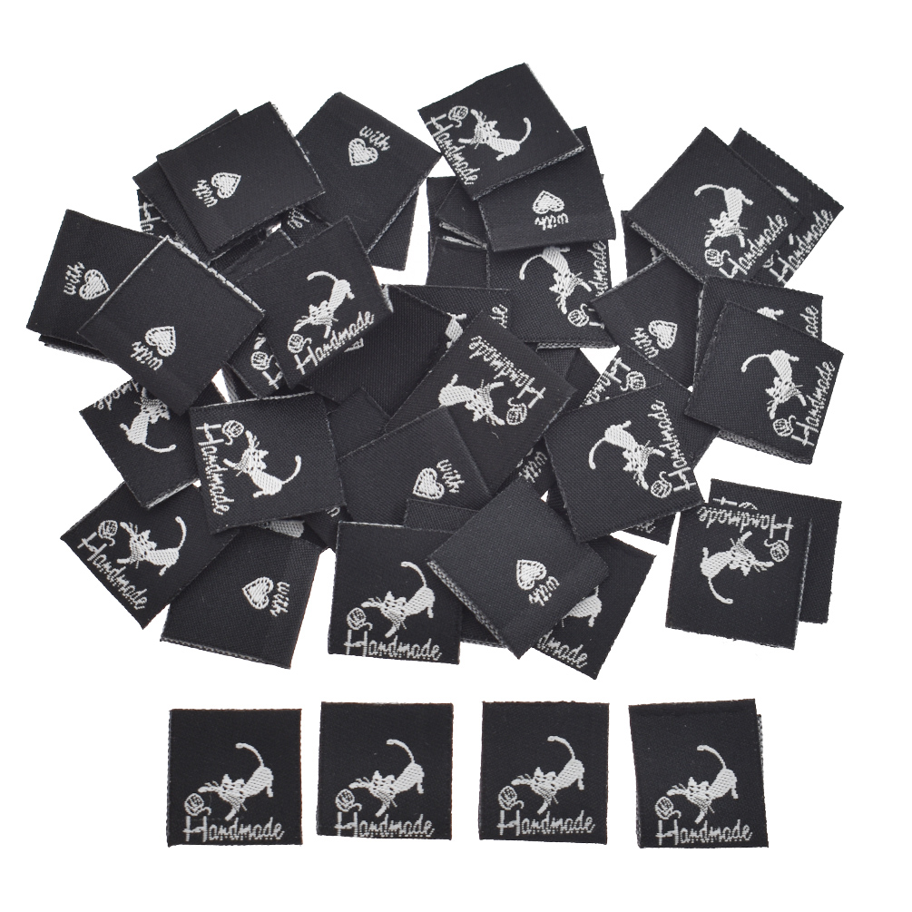 50 piezas etiquetas de ropa tejida de tela lavable hechas a mano con amor hágalo usted mismo parches de costura - Imagen 16 de 19