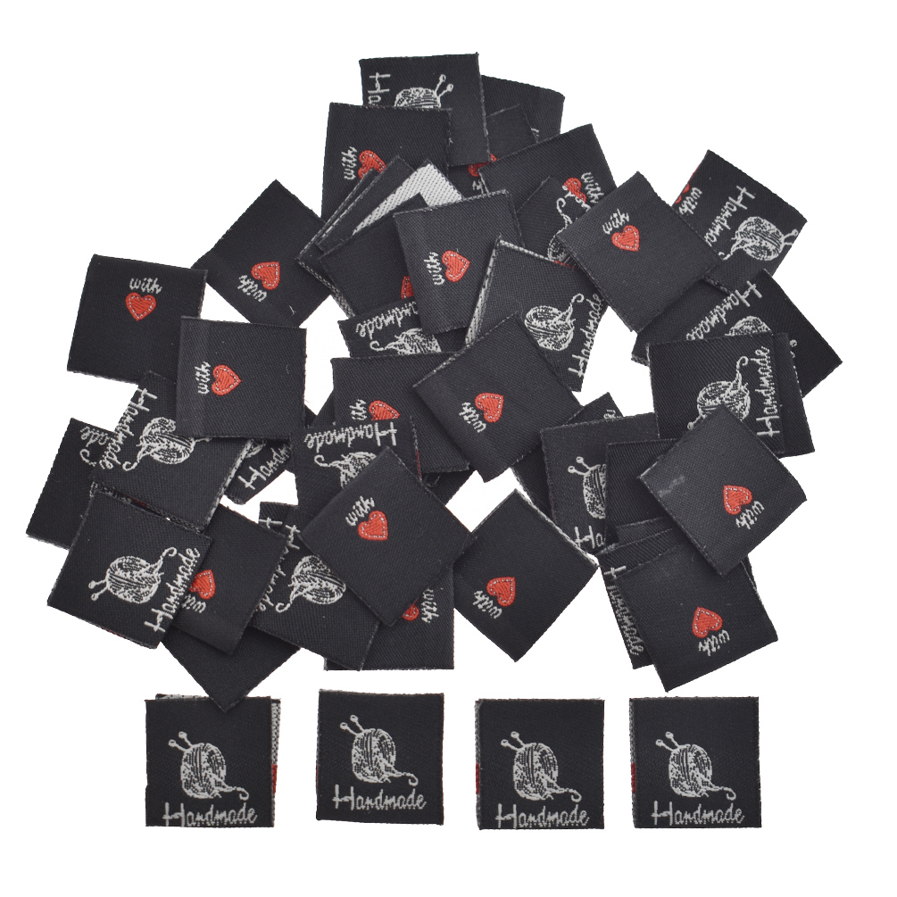 50 piezas etiquetas de ropa tejida de tela lavable hechas a mano con amor hágalo usted mismo parches de costura - Imagen 17 de 19