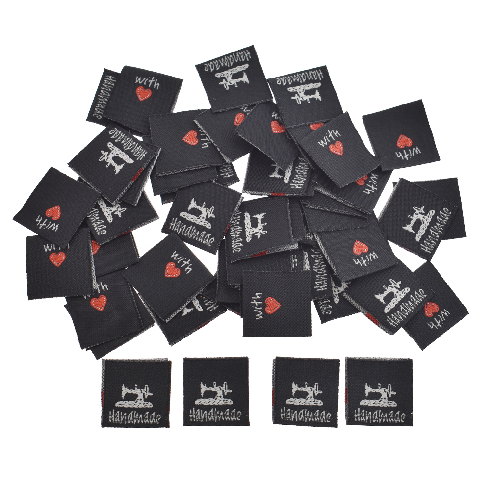 50 piezas etiquetas de ropa tejida de tela lavable hechas a mano con amor hágalo usted mismo parches de costura - Imagen 19 de 19