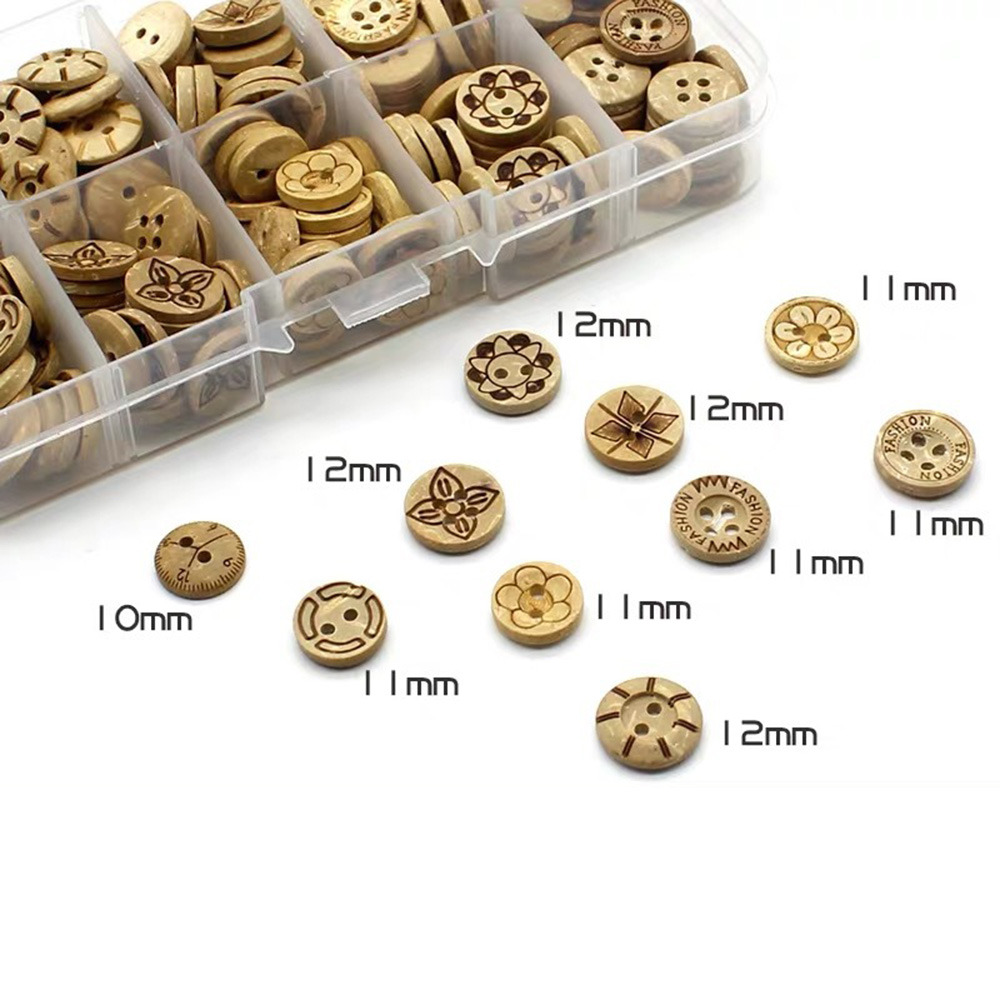 100X Wooden brown Buttons Sewing 4-holes Scrapbooking Round Button Crafts 12mm 