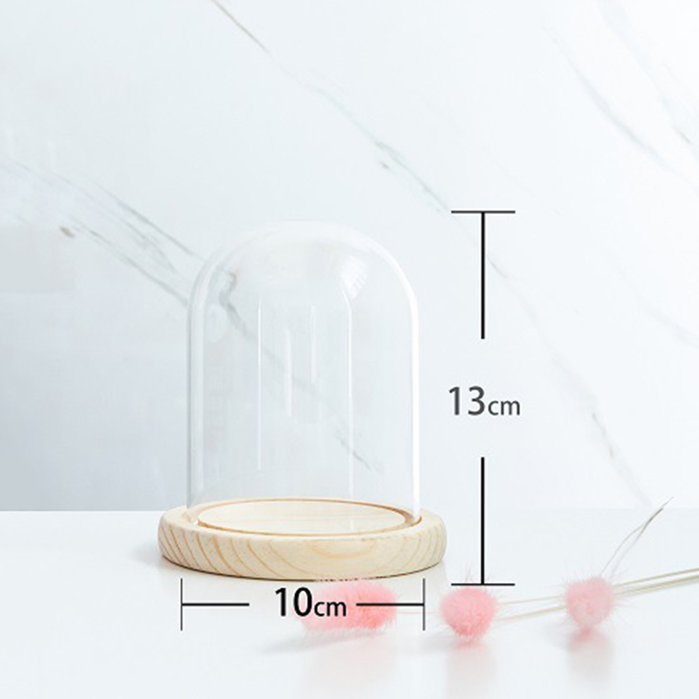 Glass Display Dome Bell Jar Cloche Wood Base Figure Action Stand Landscaping DIY - Picture 17 of 20