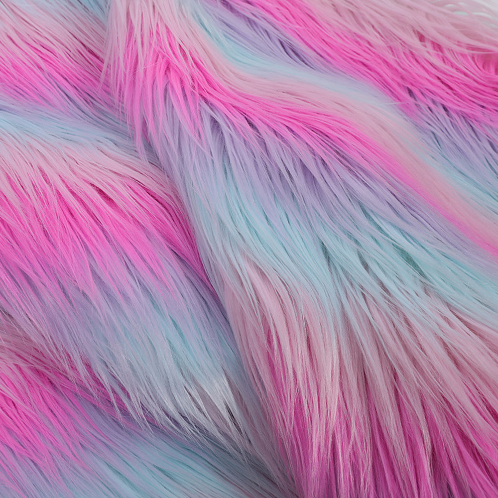 Tessuto in pelliccia peluche arcobaleno jacquard patchwork fai da te divano da cucire materiali tappeti - Foto 5 di 7