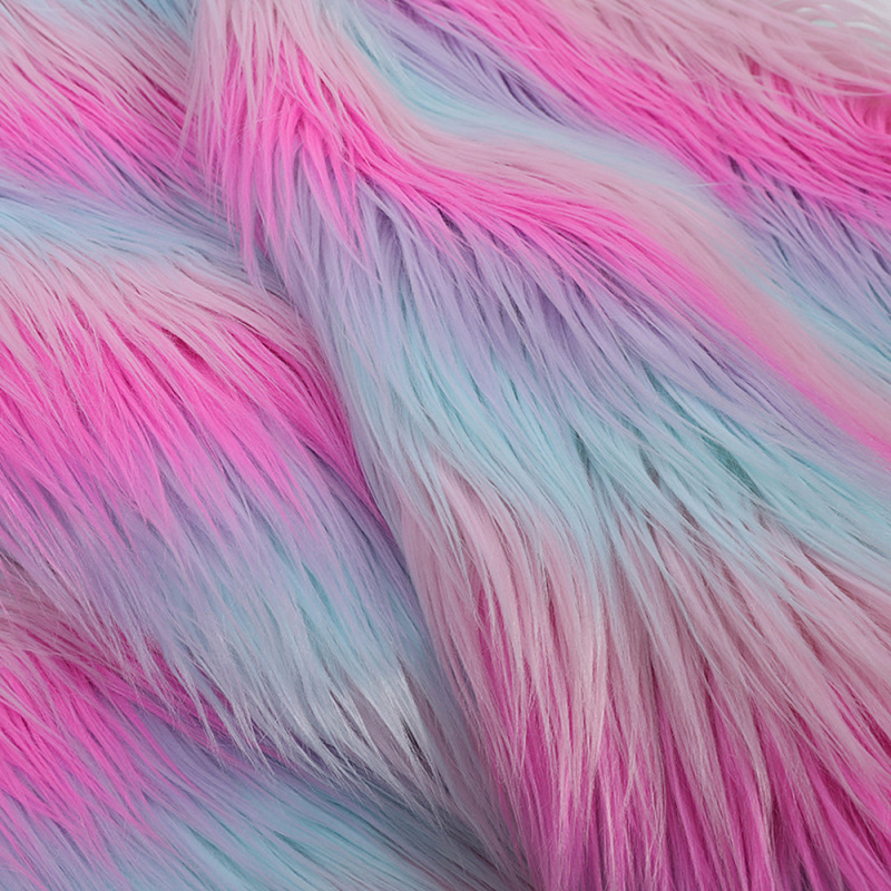 Tessuto in pelliccia peluche arcobaleno jacquard patchwork fai da te divano da cucire materiali tappeti - Foto 7 di 7