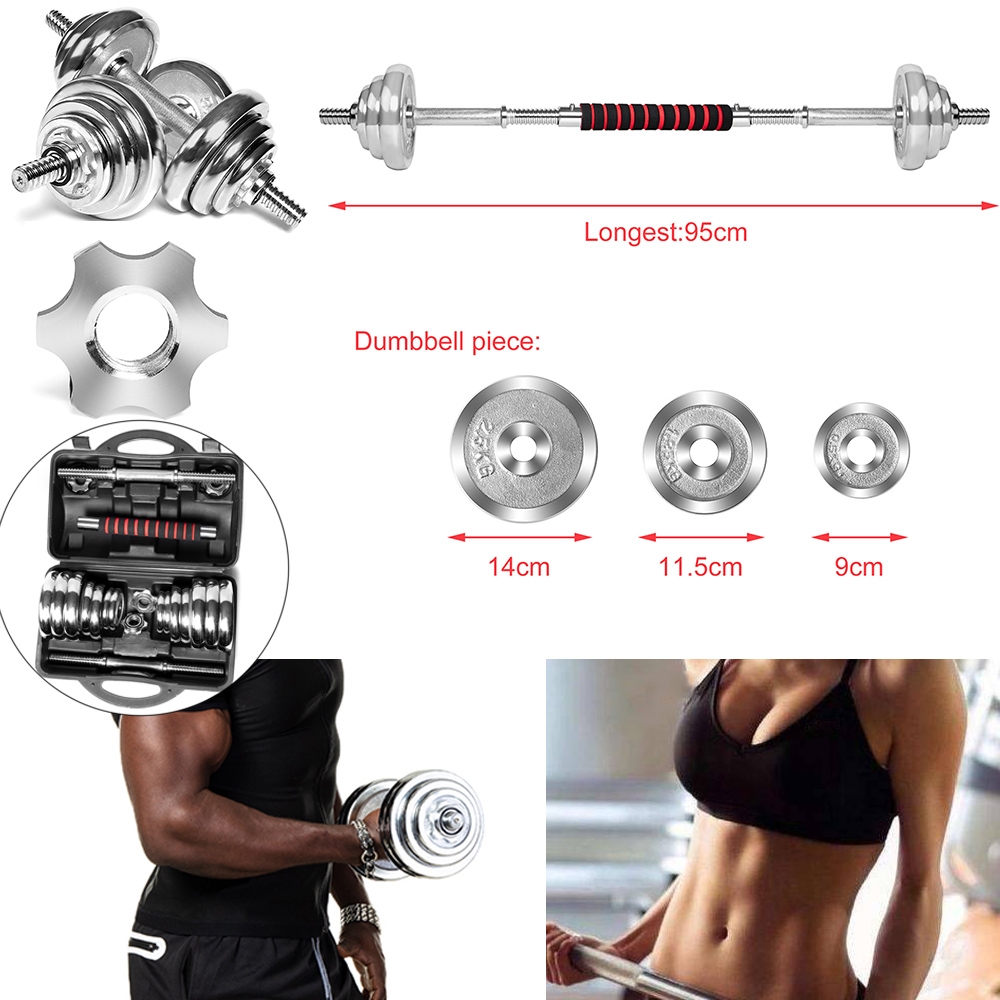 Adjustable Dumbbell Bar Set Spinlock Collars Weight Lifting Gym Fitness