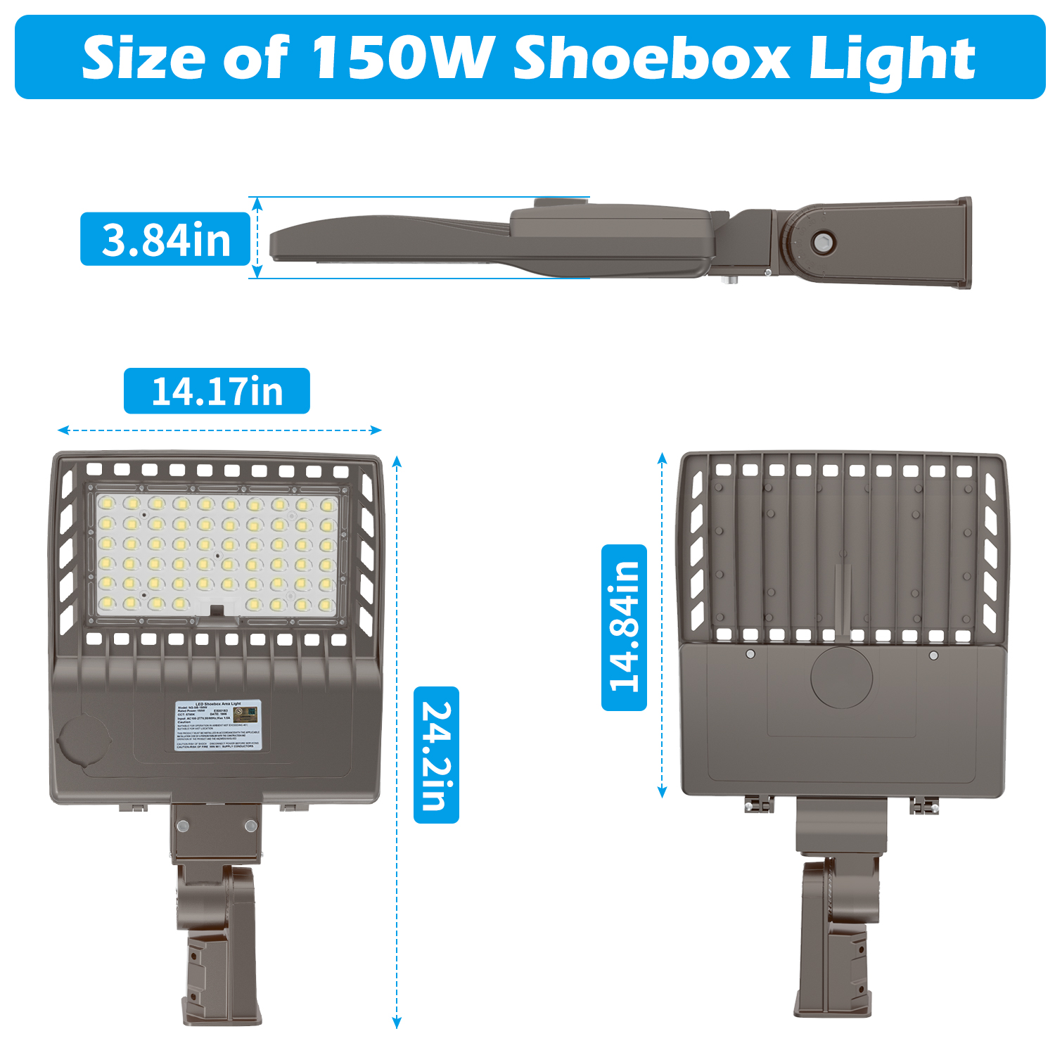 LED 150W 320W Shoebox Post Light Street Area Large Area Stadium Square Security - Picture 7 of 8