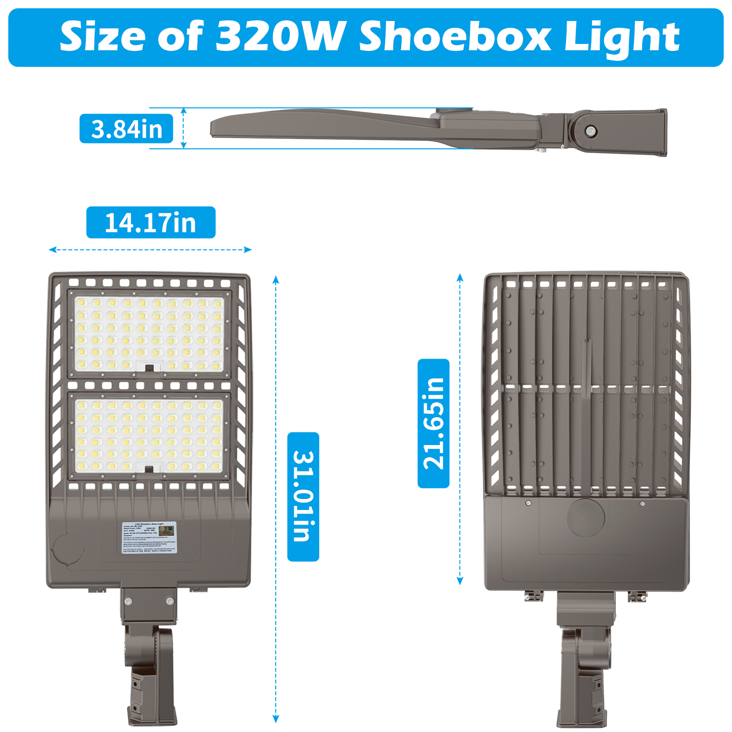 LED 150W 320W Shoebox Post Light Street Area Large Area Stadium Square Security - Picture 8 of 8