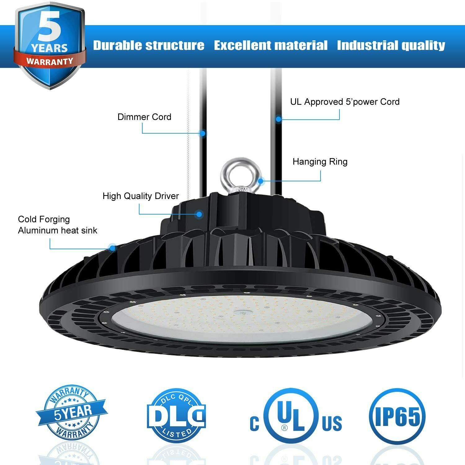 10 Pack 400W UFO Led High Bay Light Warehouse Factory Industrial Light