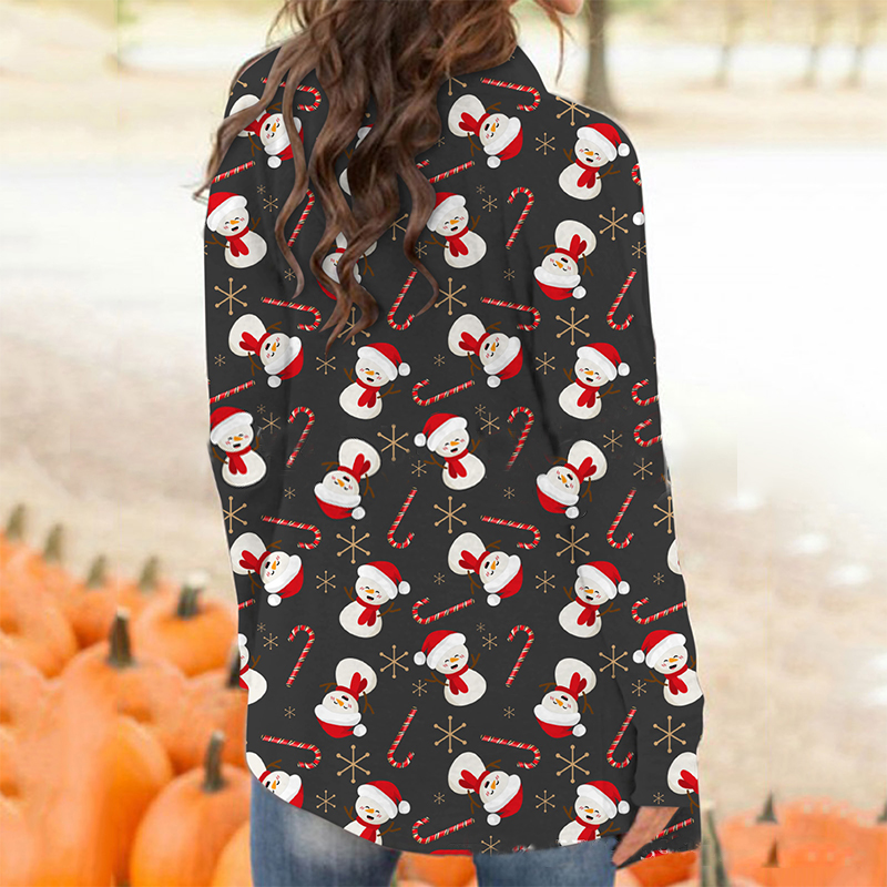 Womens Long Sleeve Christmas Xmas Printed Casual Open Front Cardigan ...