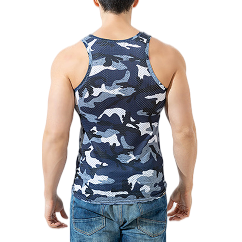 Men Camo Tank Top Sleeveless Muscle Tee Camouflage Breathable Tactical ...