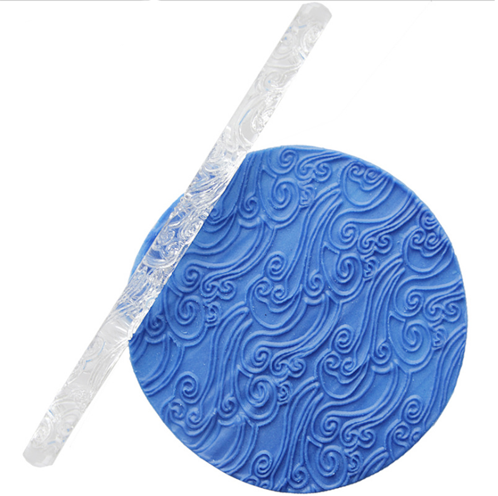 Acrylique Transparent Rolling Pin gaufrage Wave Note Argile Texture fondant outils