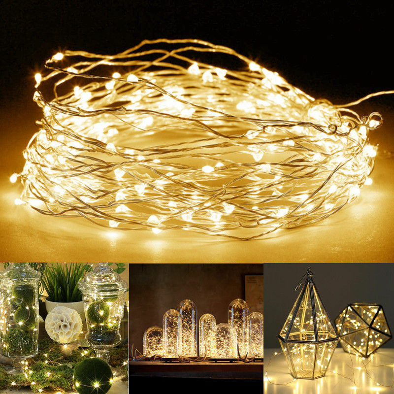 20/50/100 LEDs Xmas Battery Operated Mini LED Copper Wire String Lights Decor 