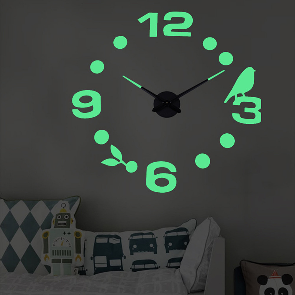 27/37/47 Inch Luminous Glow Wall Clock Silent Dark Quartz Classic
