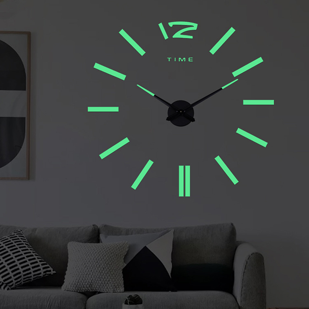 27/37/47 Inch Luminous Glow Wall Clock Silent Dark Quartz Classic