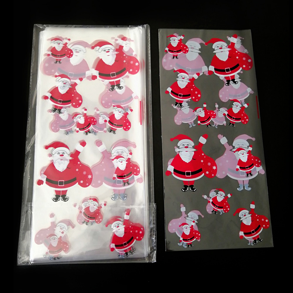 25pcs Christmas Bag Santa Claus Cellophane Gift Cookie Fudge Candy Self Adhesive 